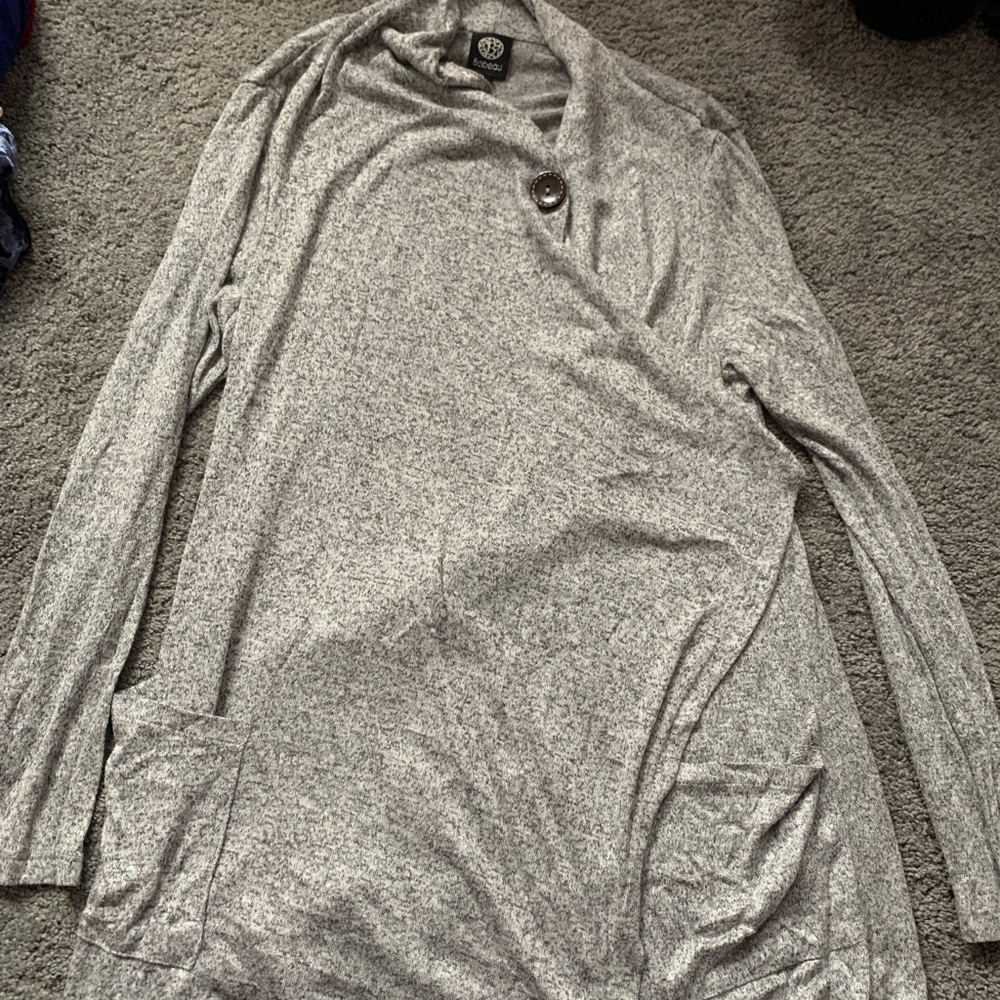 Button Wrapped Grey Cardigan